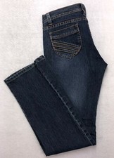 F154 Jordache Shovel Pocket Straight Stretch Jeans tag sz 5 / 6 Measure 28x31" 