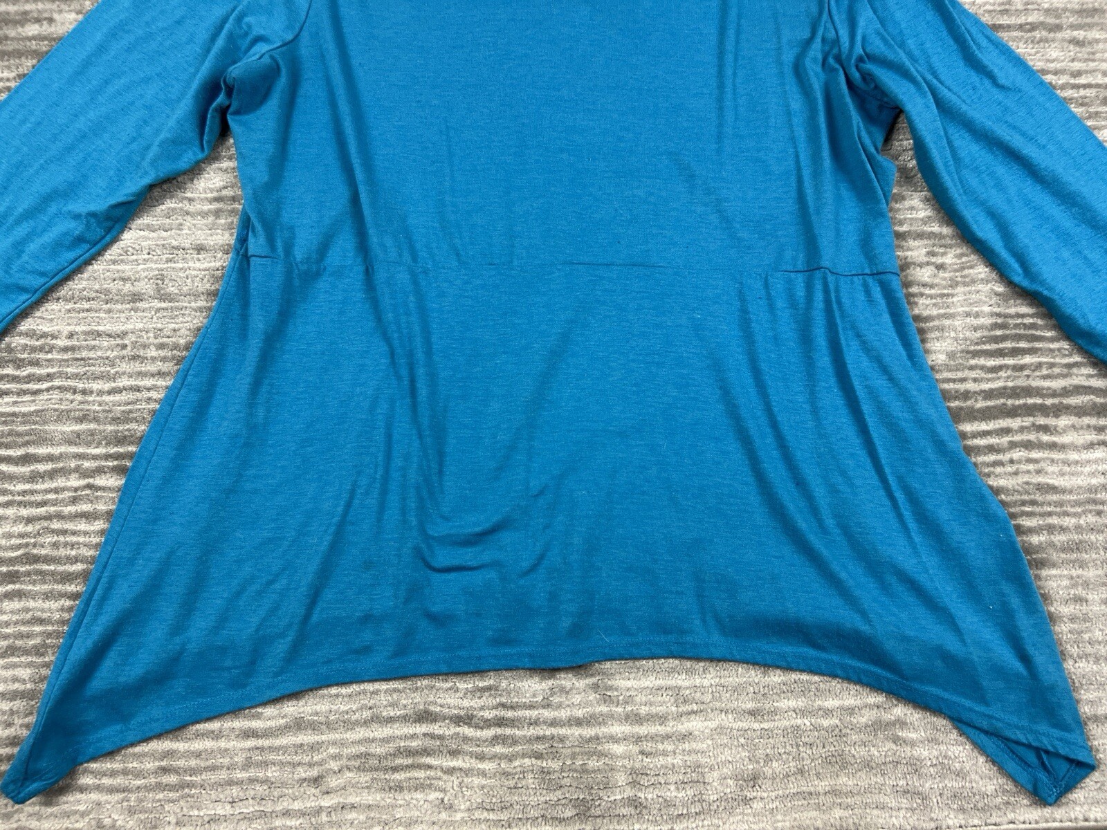 Collections Etc Top Womens 2XL XXL Blue 3/4 Sleeve Made in USA Polyester Blend