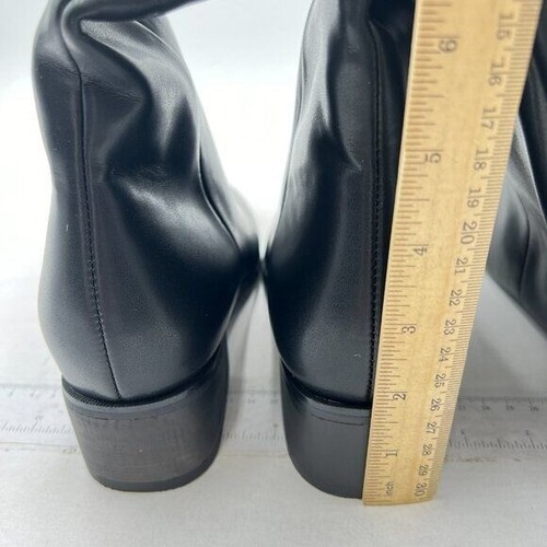 Thigh High Over The Knee Boots for Women Flat Low Heel Round Toe Boots Black - Picture 4 of 6
