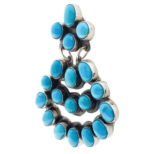 Jennifer Begay, Chandelier Ohrringe, Kingman Türkis, Navajo Made, 2 1/4" - Bild 3 von 4