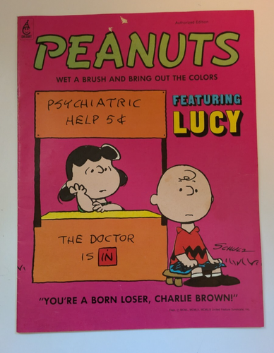Peanuts Wet a Brush Kids Coloring Book Dots Charlie Brown Lucy Comics 16pg 1970s - 第 1/7 張圖片