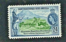 ST CHRISTOPHER, NEVIS & ANGUILLA 1957 SG119 24c. ALEXANDER HAMILTON -  MNH