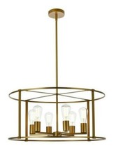 Chandelier Brass Modern Farmhouse Pendant Kit...