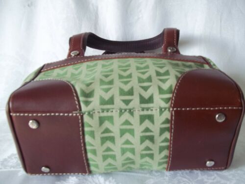 Bolso de Mano Michael Kors verde claro dos tonos lona marrón con adornos de cuero - Imagen 3 de 8