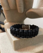 Paracord Bracelet with Black Color - Cobra Weave Style