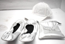 Bride Wedding Dancing Ballet Flats Slippers Shoes Silver  Hat Size Small US 6-7