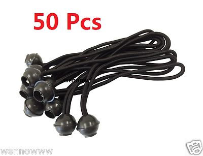 (50) NEW 9'' Black Ball Bungee Bungie Cord Heavy Duty Canopy Tarp Tie Downs  
