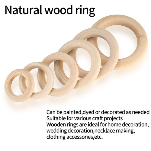 60 Stück Holzringe zum Basteln Natürliche Holz Ringe Makramee Ringe für DIY S... - Bild 3 von 7