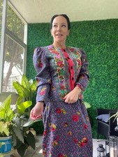 Rickie Freeman for Teri Jon vintage colorful floral silk suit skirt jacket Occa