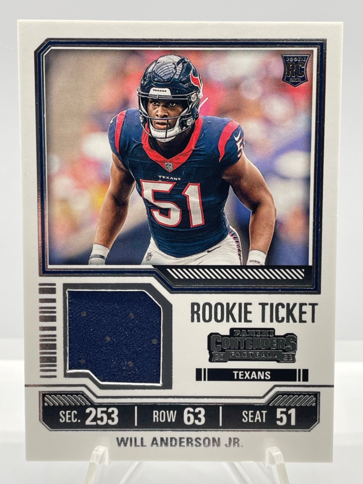2023 Panini Contenders - Rookie Ticket Swatches #TS37 Will Anderson (MEM, RC)