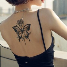 Rose Butterfly Temporary Tattoo Set Realistic Herbal Tattoo 2 Sheets for 2 Weeks
