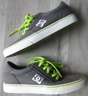 DC SKATEBOARD SHOE SNEAKER MEN SZ 7 M GRAY/NEON GREEN CANVAS  display picture 3