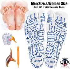 Acupressure Reflexology Socks w/ Trigger Point Massage Tool Foot Massage Set USA