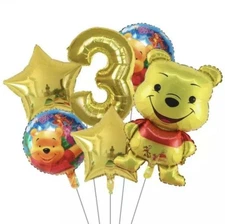 WINNIE THE POOH Balloons 3rd Birthday Party Decorations Age 3 Boys Girls