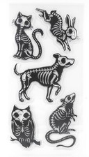 RARE Recollections NO BONES Creepy Skeleton Animals Halloween Cling Stamps