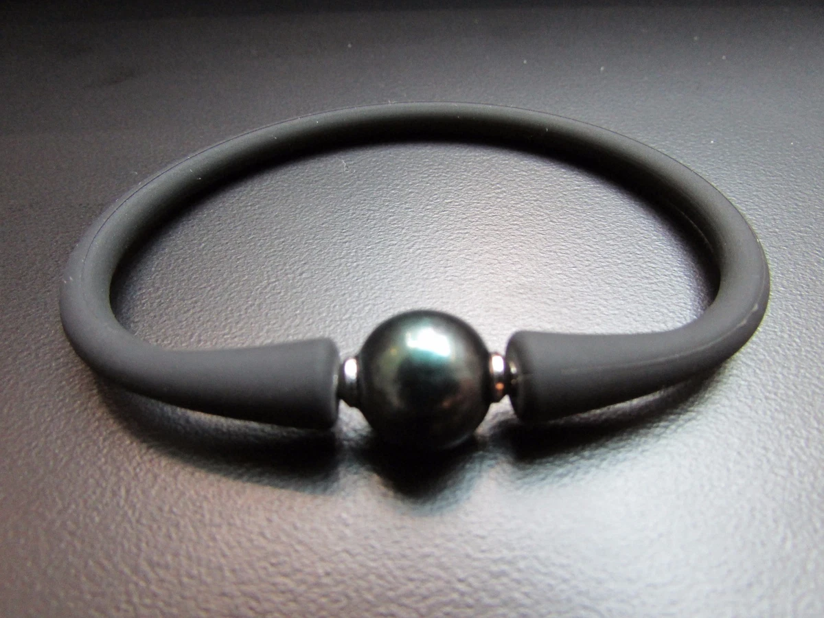 Black Silicone Wide Bangle Bracelet For Men - Stainless Steel - Gift For Hero Dad Or Husband - View #5