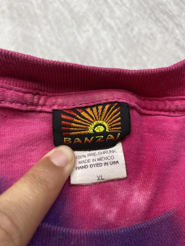 复古 1993 年 Banzai The Black Ocean Beach T 恤尺寸 XL 领带染色 — 第 3/4 张图片