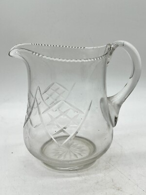 VINTAGE 20. JAHRHUNDERT GESCHLIFFENES GLAS WASSERKRUG KRUG GERIPPTER RAND