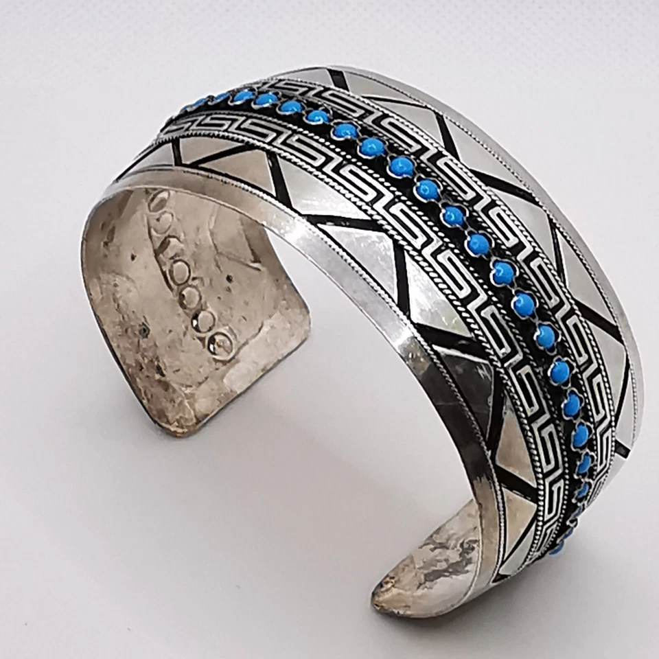 Schöne Vintage  Armreif 935 Silber Türkis Edelsteine - Bild 2 von 4