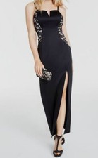 $79 Bcx Women's Black Juniors' Notch-Neckline Lace-Detail Gown Dress Size 3