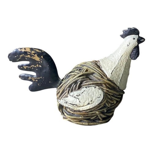 Statuina Gallo Bianco e Marrone 6 “ H x 9” L x 4” W - Foto 8 di 8