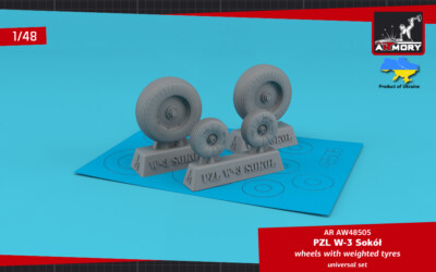 PZL W-3 Sokol wheels w/ weighted tires scale 1/48 Armory AW48505
