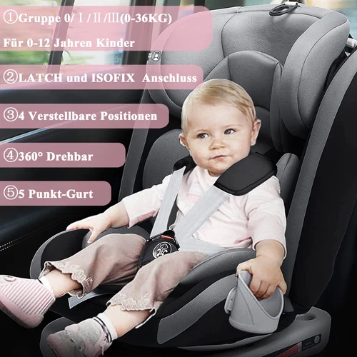 ISOFIX Baby Car Seat Child Seat 9-36KG 0-12 Anni Top Tether 5 Point Harness FARSAW - Picture 4 of 10