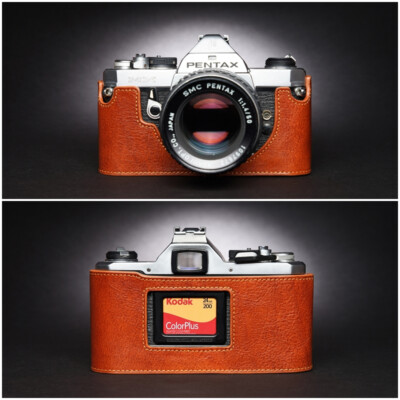 ★ブラウンベージュリザード本革外装★pentax sp ★完動＊美品＊初期保証 Pentax MX Genuine Leather Half Case Camera Retro Cover Insert TP