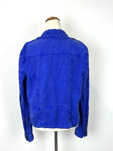 Just Jeans Womens Jacket 12 L Blue Full Zip Long Quilted Sleeve Pockets Business - Picture 3 of 9