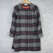 Tulchan Wool Jacket Womens Uk 14 Grey Tartan Check Coat Overcoat Lined Button