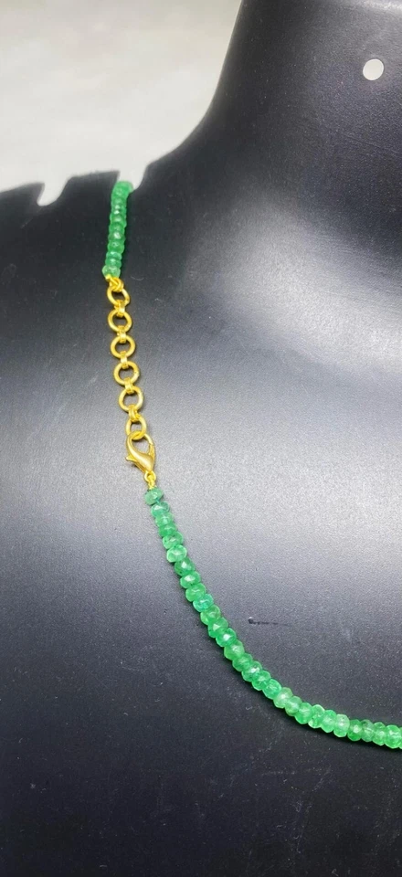 AAA + Echte Smaragd Glatt Rondell Edelstein Perlen Frauen Erfolg Halsketten 2... - Bild 2 von 4