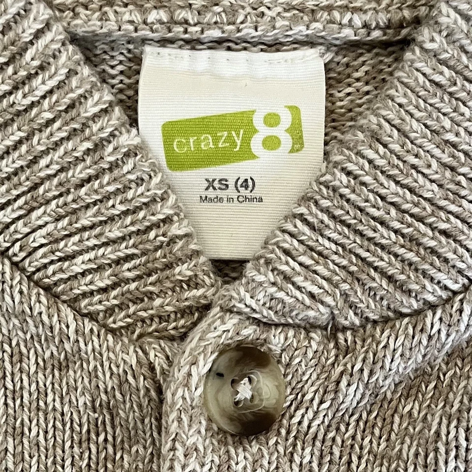 Crazy 8 Boy’s Preppy Henley Long Sleeve Sweater size XS Marled Beige - Image 4 of 4