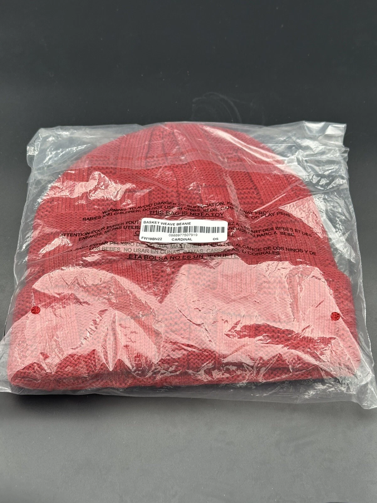 Casquette chapeau hiver SUPREME New York Basket Weave Beanie CARDINAL ROUGE NEUVE F/W 2019
