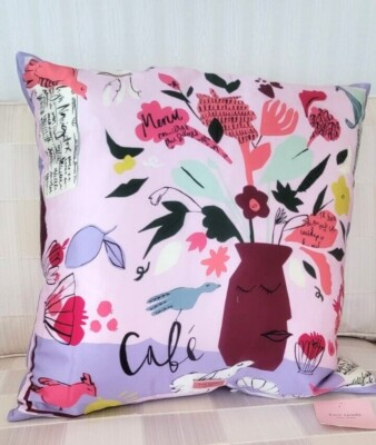 Kate Spade Colorful Cafe Scene Lavender Dot Dash Silk Blend