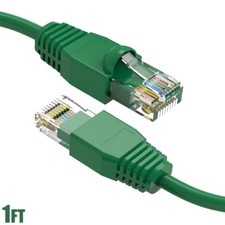 1FT Cat6A RJ45 Ethernet LAN Network UTP Patch Cable Cord Copper Gold 24AWG Green