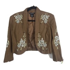 NWT Central Park Blazer Suit Hip Jacket Brown Linen Women Sz 8 Retail 158