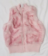 Gymboree Little Girls Pink Knit  Fur Fuzzy Zip Up Vest Size S 5-6 NEW