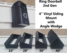 Ring Doorbell 2nd Gen 1080p 4" Vinyl Siding Mount with Angle Wedge UV Resistance