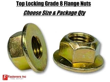 Grade 8 Top Locking Hex Flange / Frame Nuts Zinc Yellow (Choose Size & Qty)