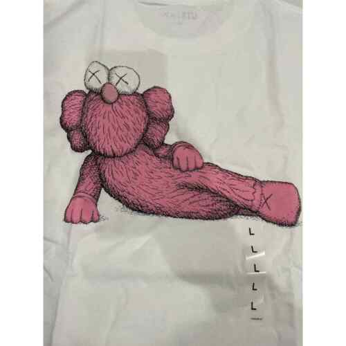 Uniqlo XX KAWS UT Short-Sleeve Graphic White Pink T-Shirt Size L Takashi Nara