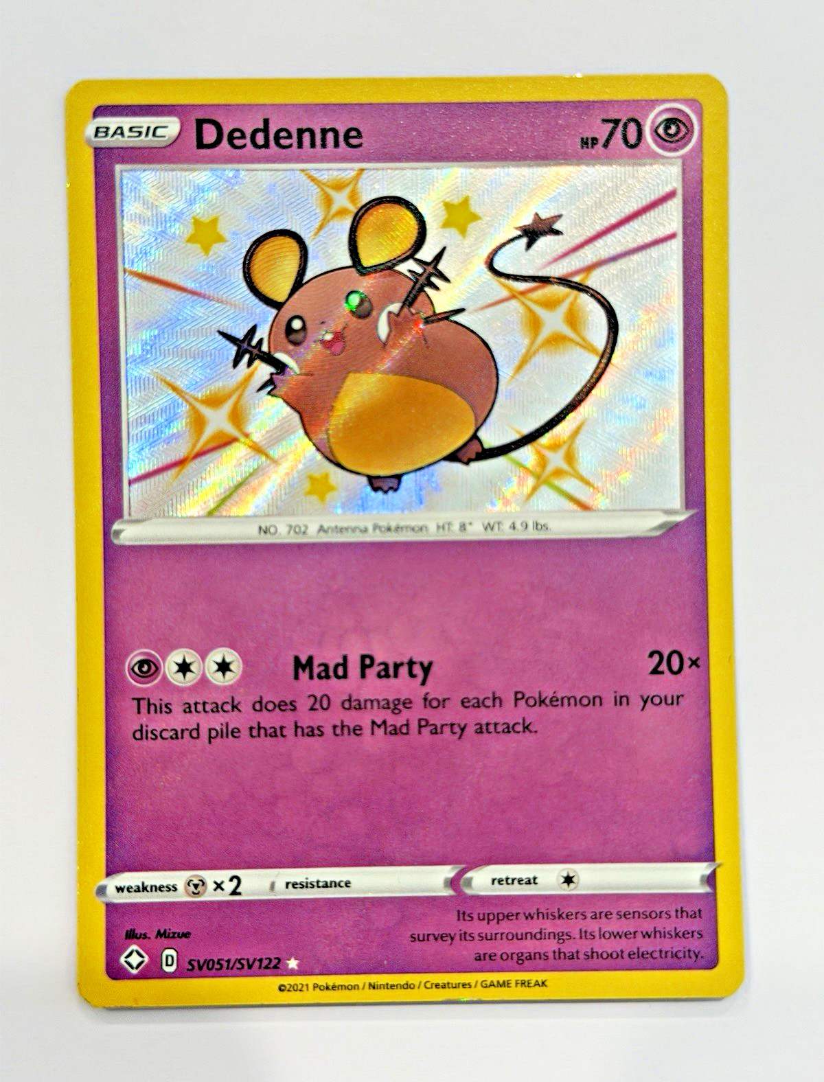 Shiny Baby Dedenne SV051/SV122 Shining Fates Shiny Vault Holo NM Pokemon TCG