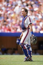 Gary Carter New York Mets stands in catcher's gear at an MLB game - Old Photo