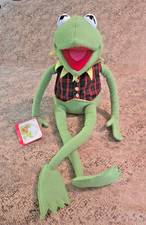 Jim Henson Muppets 24" Kermit The Frog with Plaid Vest Bowtie NWT Vintage