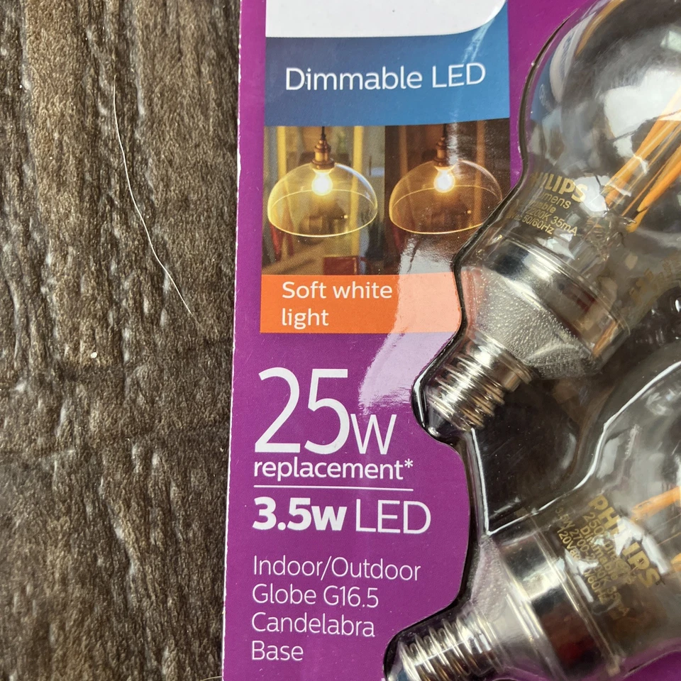 Phillips LED G16.5 Candelabra Base Warm glow affect Soft white light Dimmable - Image 2 of 4