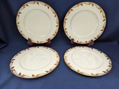 4 Lenox Essex Maroon Smooth 10 5/8'' Dinner Plates 0-351-R USA Made EXCC