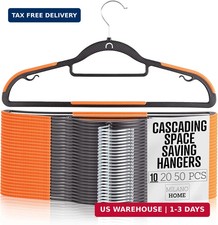 Plastic Hangers 10 Pack, Cascading Slim Space Saving Clothing Hangers with 360
