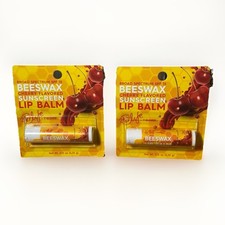 Beeswax Broad Spectrum SPF 15 Cherry Flavored Sunscreen Lip Balm- 2 Pcs Set
