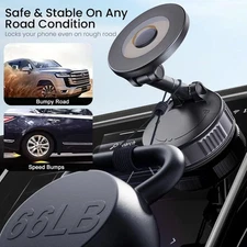 Retractable 360° Magnetic Vacuum Car Phone Holder with Strong Suction Lock