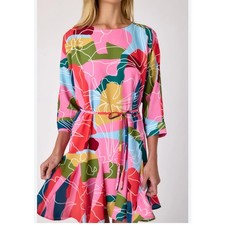 CROSBY Mollie Burch LUCY Tie-Waist Fit & Flare Dress | Sz M, Multi Floral Whim