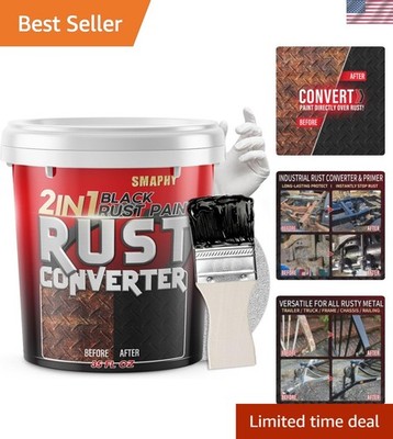 2-in-1 Rust Converter & Metal Primer - 35 oz Matte Black for Ultimate Protection